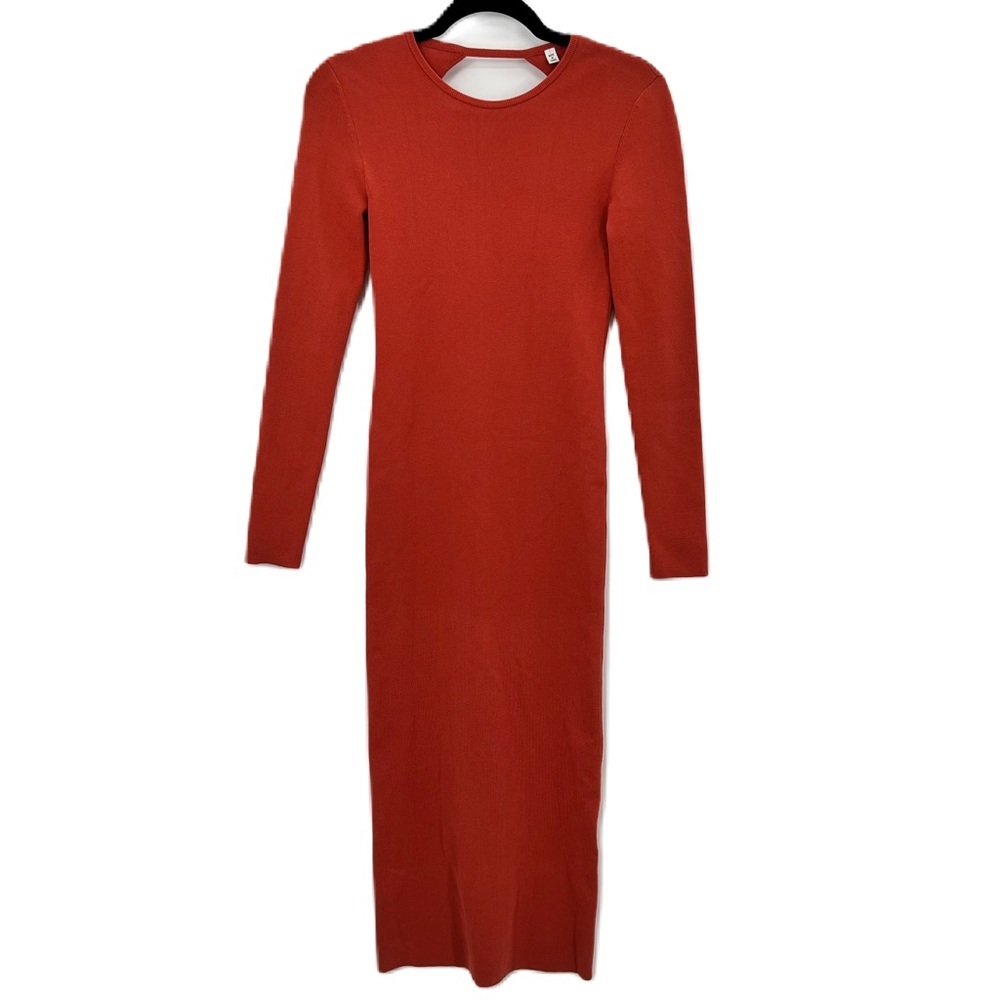 NWT A.L.C Conley Cut-Out Long Sleeve Midi Dress Small Mecca Orange Bodycon Knit - Picture 8 of 16
